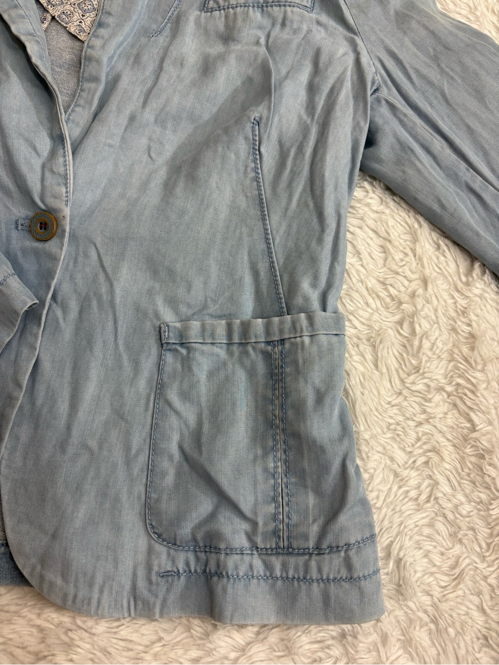 Pilcro Anthropologie Chambray Blazer Blue Jacket Boho Coastal
Chic Resort Sz L - Picture 4 of 13
